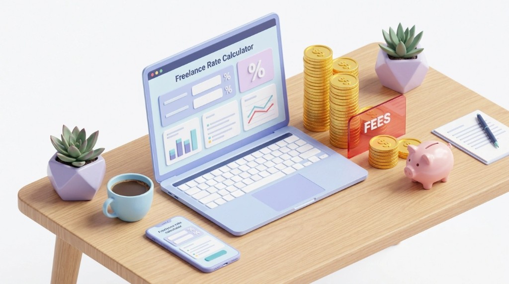 Freelancer setting rates with a take-home pay calculator