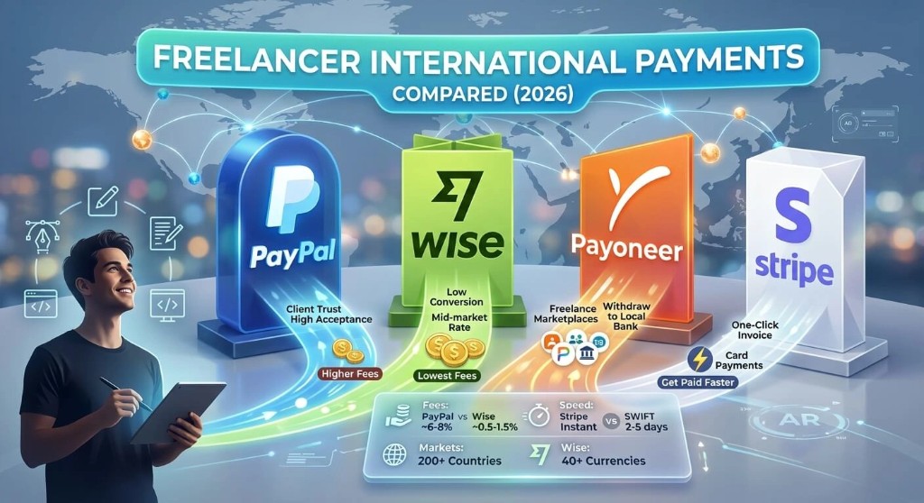 PayPal vs Wise vs Payoneer vs Stripe for Freelancers (2026)